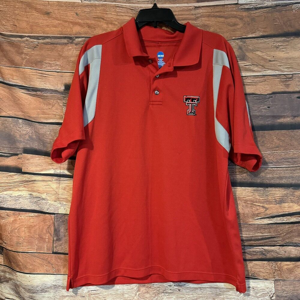 Texas Tech Red Raiders Polo Shirt Mens L Red Colorblock Short Sleeve NCAA Golf